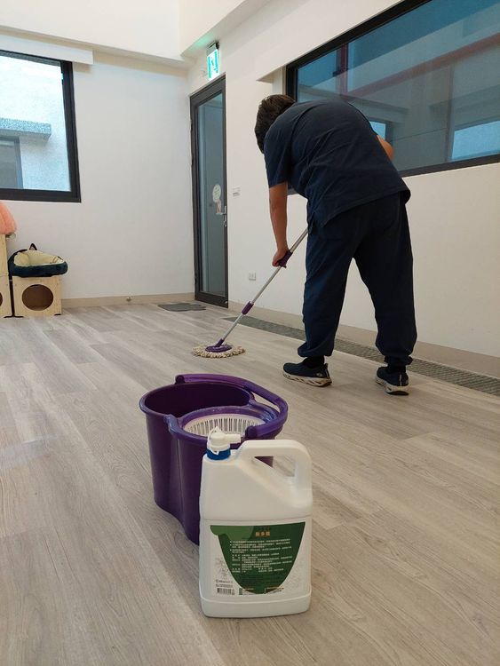 花蓮縣狗貓躍動園區使用小花蔓澤蘭加工品除臭。縣府提供