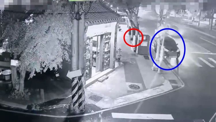 雙方一言不合，王男持瓦斯槍對林男開槍，林男疼痛倒地，王男與女友開車離去。翻攝畫面