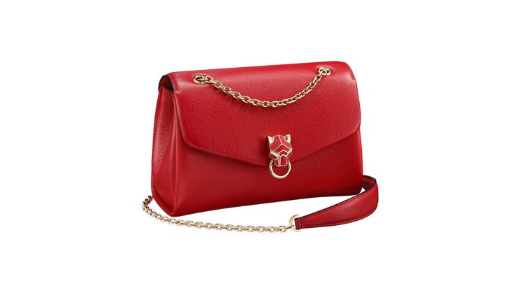 Panthère de Cartier紅色美洲豹小型款鍊帶包，約10萬元。品牌提供