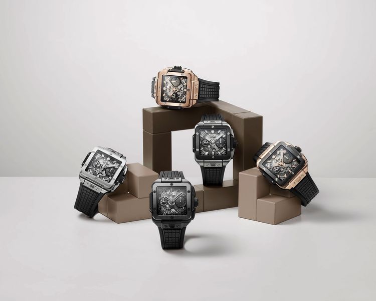 Square Bang Unico系列是HUBLOT創立42年所推出的首款方形腕錶，並以鈦金款、陶瓷、18K皇金等材質變化出5種款式，其中黑陶瓷All Black在台配額皆以完售。品牌提供