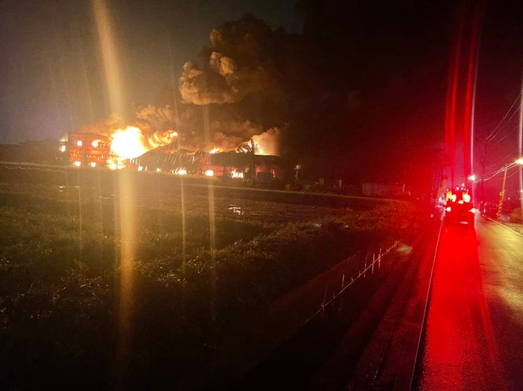 現場火勢。桃園市消防局提供