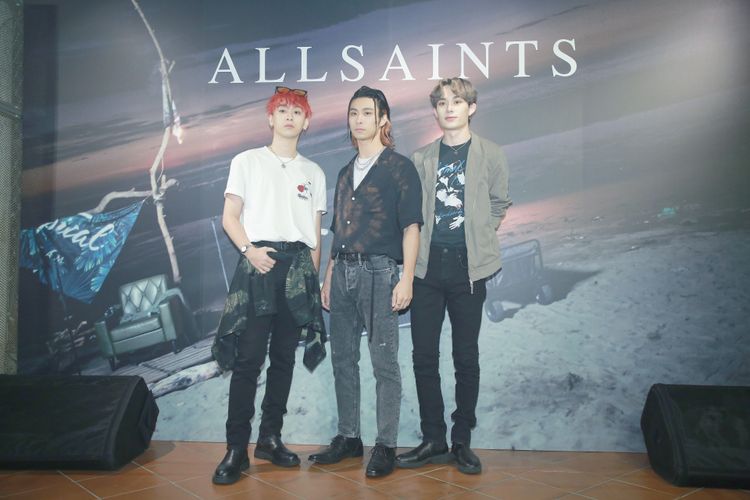 人氣男團「原子少年」成員曹家齊（左起）、Max和呂植宇分別穿上ALLSAINTS早秋新裝，洋溢著 Z 世代的潮流魅力。朱世閎攝 