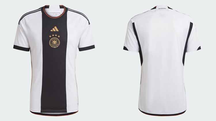 德國隊主場球迷版球衣，2890元；球員版球衣4590元。品牌提供