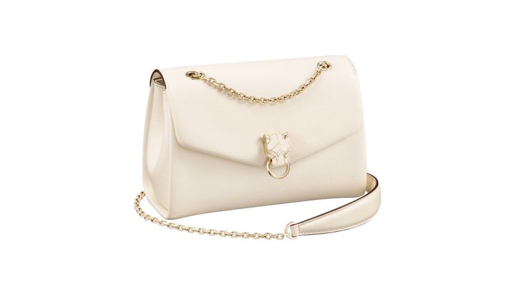 Panthère de Cartier乳白色美洲豹小型款鍊帶包，約10萬元。品牌提供