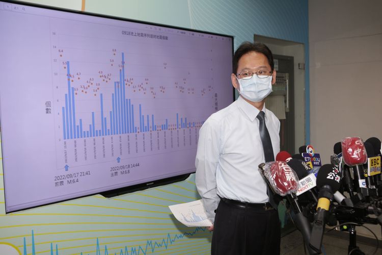陳國昌表示餘震次數會越來越趨緩。翁玉信攝