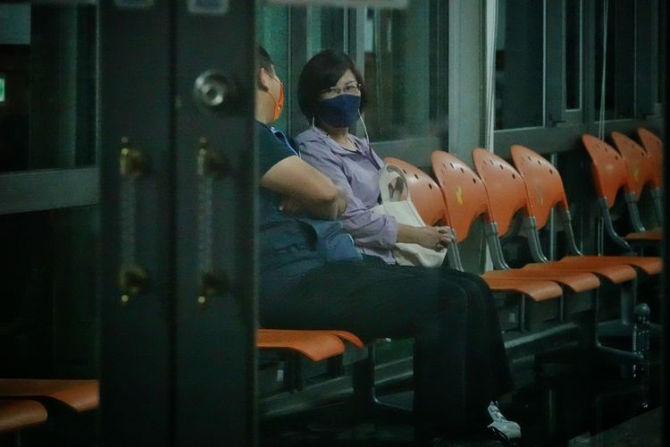 鎮公所主秘蔡宜潔在地檢內。林泊志攝