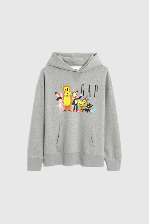 GAP與Paul Frank聯名連帽T恤，中性成人裝2299元、童裝1499元。品牌提供