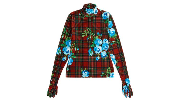 Tommy Hilfiger x Richard Quinn膠囊系列玫瑰圖騰高領上衣，1萬5800元。品牌提供