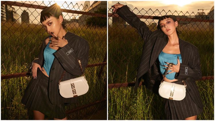 潮模Kiwi潮感相襯Greca Goddess包，表現出「我是你的女神」的自信宣言。翻攝kiwileehan IG