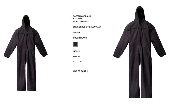 連身工裝將於10月10日開賣，台灣定價1萬1000元。品牌提供