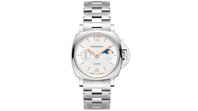 Luminor Due Luna精鋼自動上鍊月相錶PAM01301，28萬7000元。品牌提供