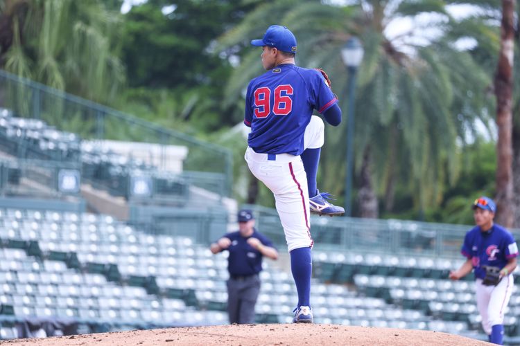 台灣U18投手孫易磊對澳洲先發3局失1分。  中華棒協提供