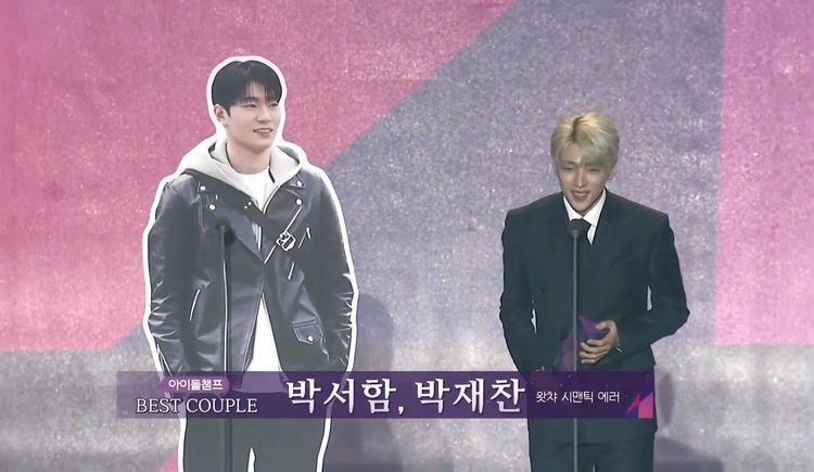 BL劇《語意錯誤》的朴宰燦（右）、朴栖含獲得觀眾票選最佳情侶獎。翻攝NOW.