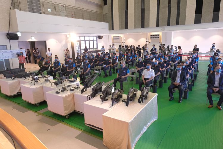 台北市警局無人機隊，目前有５架無人機。台北市警局提供