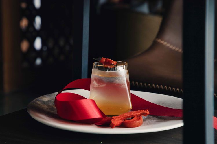 台南晶英老派浪漫特調飲品「柑仔店A辣芒果」。台南晶英提供