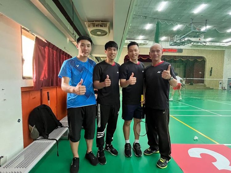 李洋(右二)仍舊持續訓練，歐洲賽事將改和學弟搭檔。李洋提供