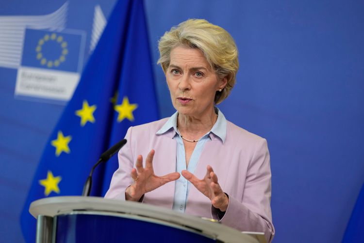 歐盟執委會主席范德賴恩力挺烏克蘭加入歐盟。美聯社