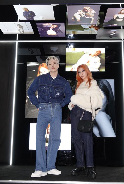 J.Sheon今以整套丹寧服裝的造型現身，Karencici稱讚他身材好。陳德興攝