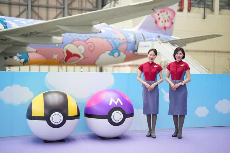華航「皮卡丘彩繪機 CI」日前正式亮相。田欣雲攝