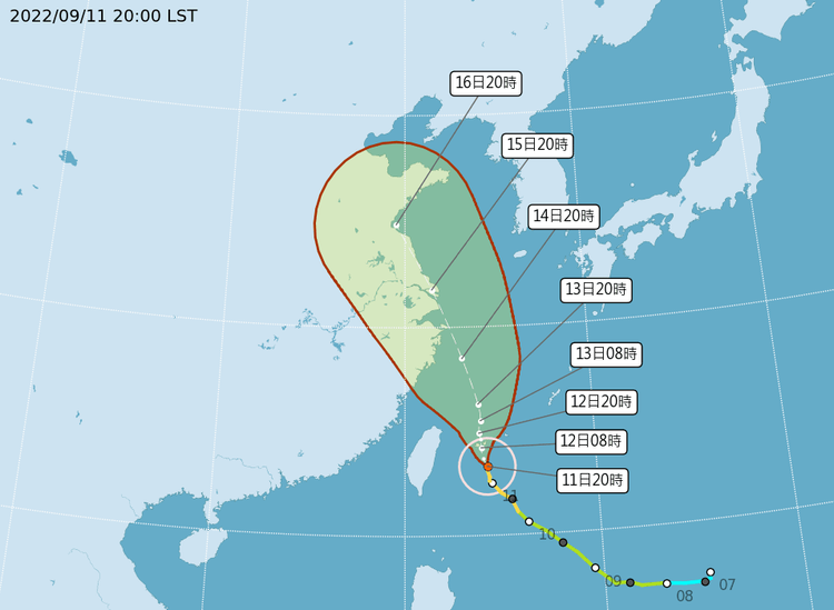 梅花颱風路徑圖   氣象局提供