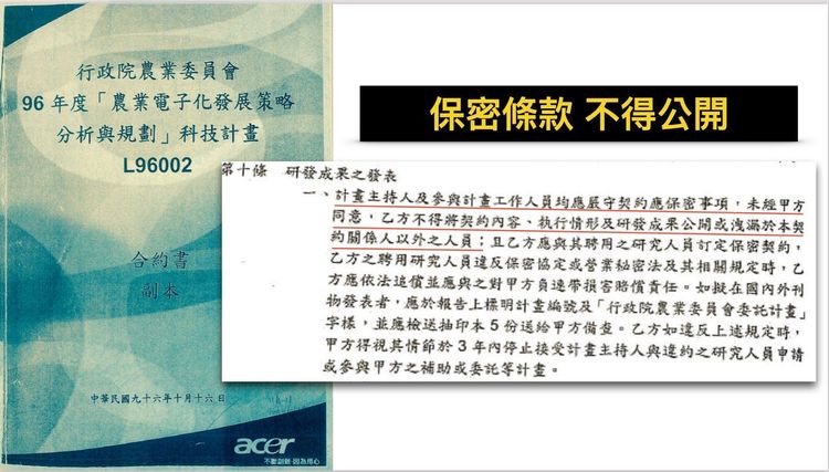 名嘴黃暐瀚在臉書貼出宏碁案合約的保密條款。翻攝自黃暐瀚的FB