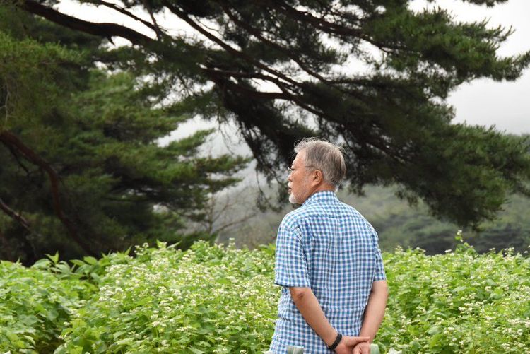 文在寅卸任後返鄉養老種田。翻攝文在寅推特