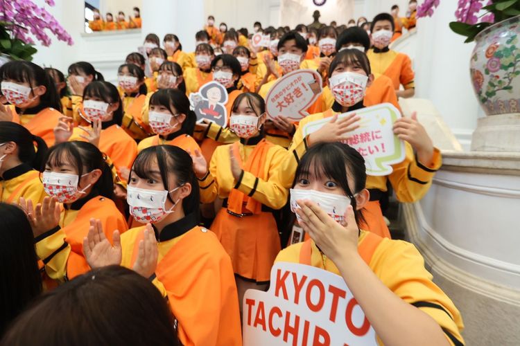 橘高校學員驚喜見到蔡英文總統，直說要回去跟朋友炫耀。總統府提供