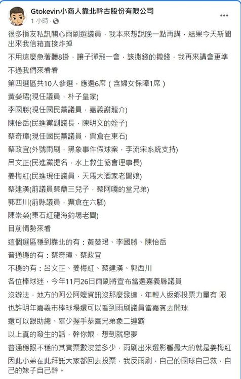 翻攝自臉書/Gtokevin小商人靠北幹古股份有限公司