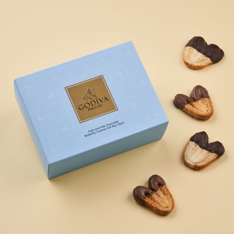 GODIVA巧克力蝴蝶酥，結合高品質巧克力與精湛工法，製作出口感鬆脆，擁有多層次美味的巧克力蝴蝶酥。業者提供
