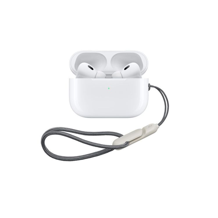 AirPods Pro 2 的掛繩孔可搭配專屬的 Incase 掛繩。取自 Apple