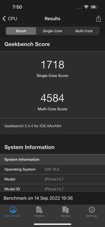 《Geekbench 5》跑分。螢幕截圖