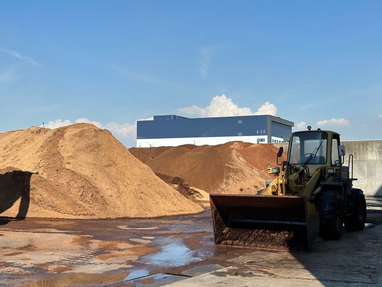 萬生廠房外就堆了滿滿培植用的木屑。黃子倫攝