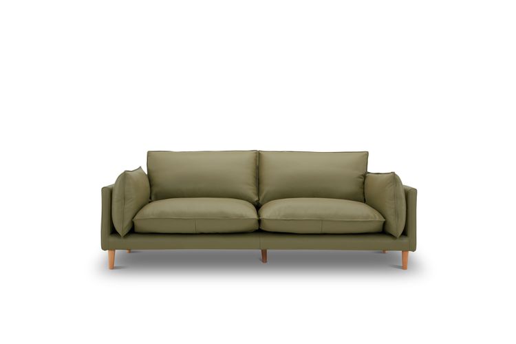 KUKA奧可利羽絨3人全牛皮沙發，原價8萬5800元，特價5萬9888元。業者提供