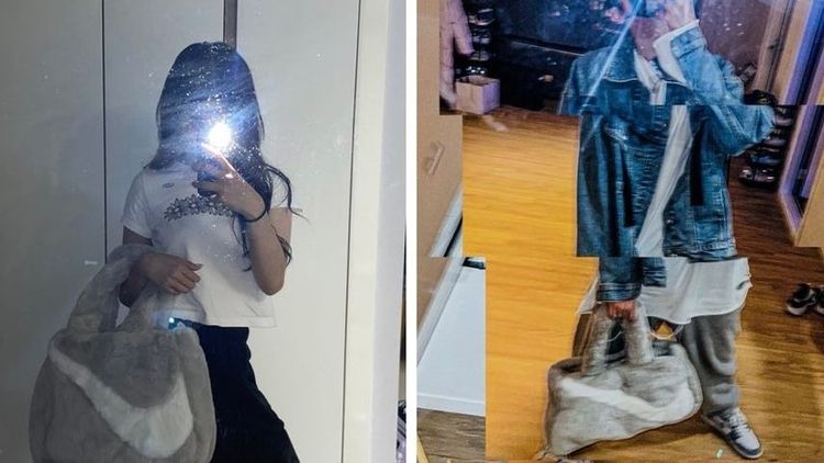 金多娟（左圖）、Won都有同款灰色包。翻攝推特