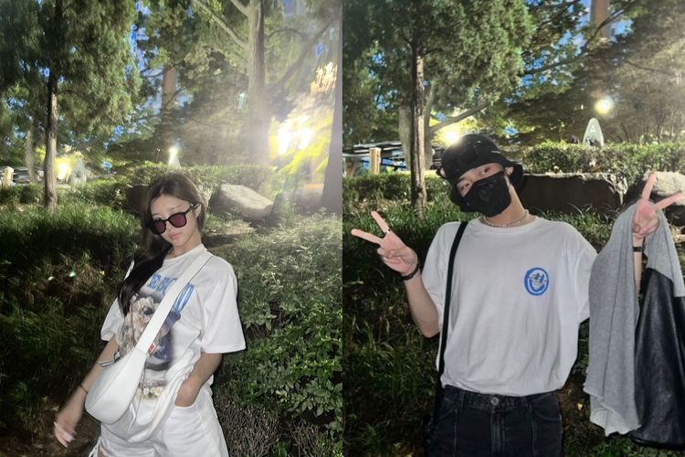 金多娟（左圖）、Won遭指在同個地點拍照，當時應該在一起。翻攝推特