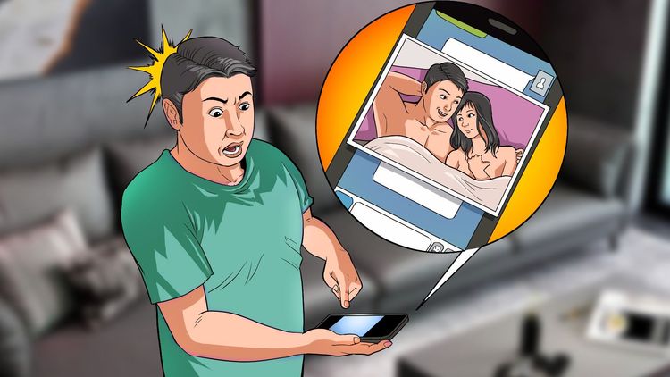 楊女丈夫看到妻子與小王的曖昧訊息及照片，懷疑2人有染，怒提告求償。示意圖