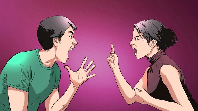 楊妻發現丈夫偷偷去找賴女，氣得和他對質。示意圖