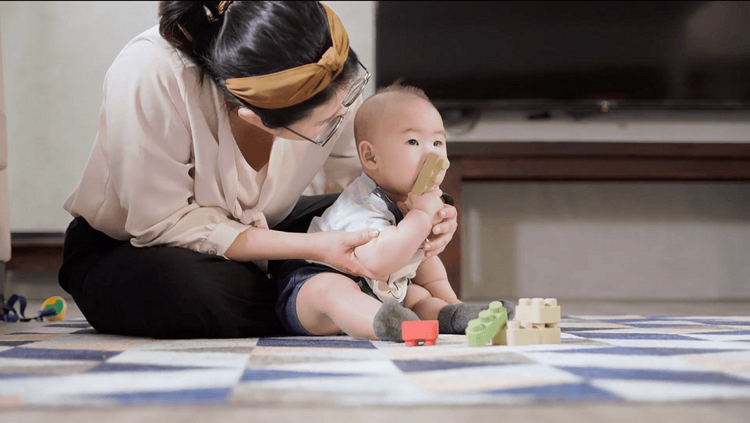 MiToy米多益自創可磨牙啃咬的天然米香積木。業者提供