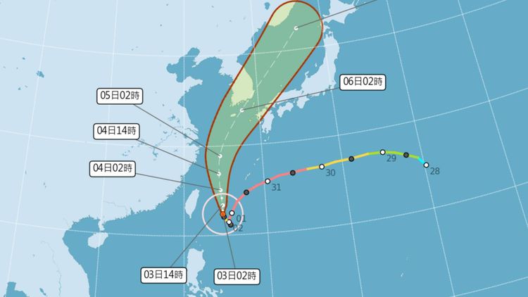 軒嵐諾最新路徑。中央氣象局提供