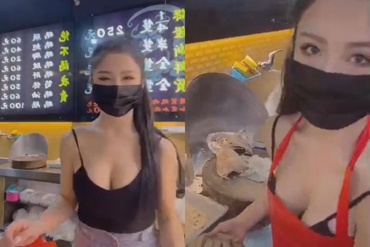 「鵝肉女神」穿著性感火辣在自家店面幫忙剁鵝肉，被拍下影片PO網後一夕爆紅，還成為小S節目《小姐不熙娣》的固定班底。翻攝《爆費公社二館》