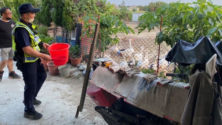 警方半小時找回7隻大白鵝，讓陳姓鵝農鬆了口氣，直呼感謝。民眾提供