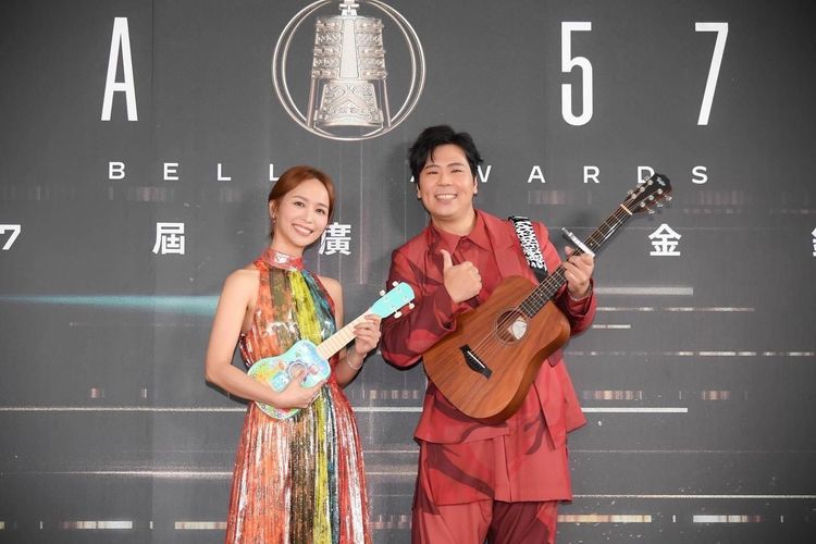 今晚廣播金鐘獎由陳明珠（左）和邵大倫主持。三立提供