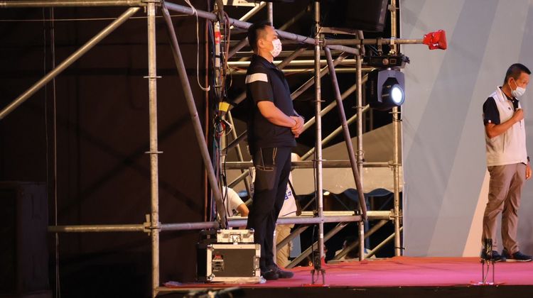 前總統馬英九隨扈戒備中。侯昌騰攝