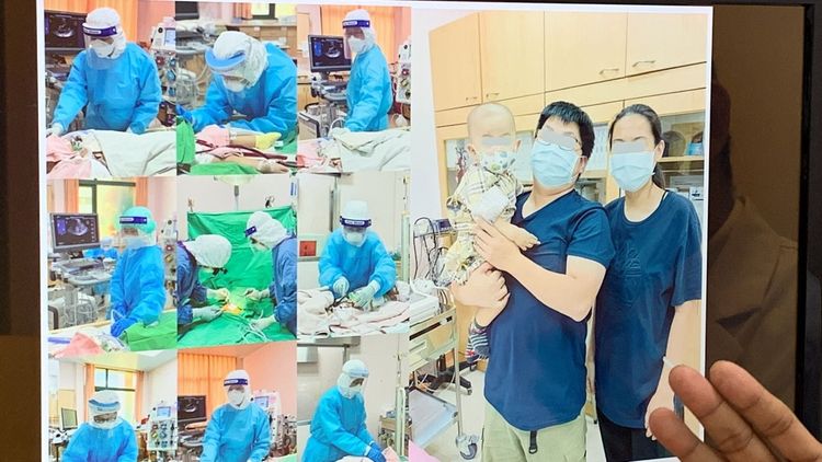 染疫男嬰歷經中榮兒科醫療團隊搶救50天後康復出院，未料20天候再次確診。台中榮總提供