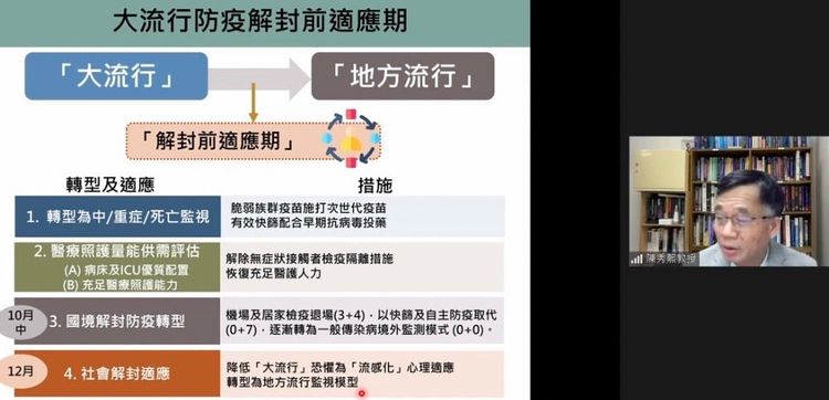 陳秀熙認為台灣10月中入境有條件採0+0。翻攝防疫科學直播