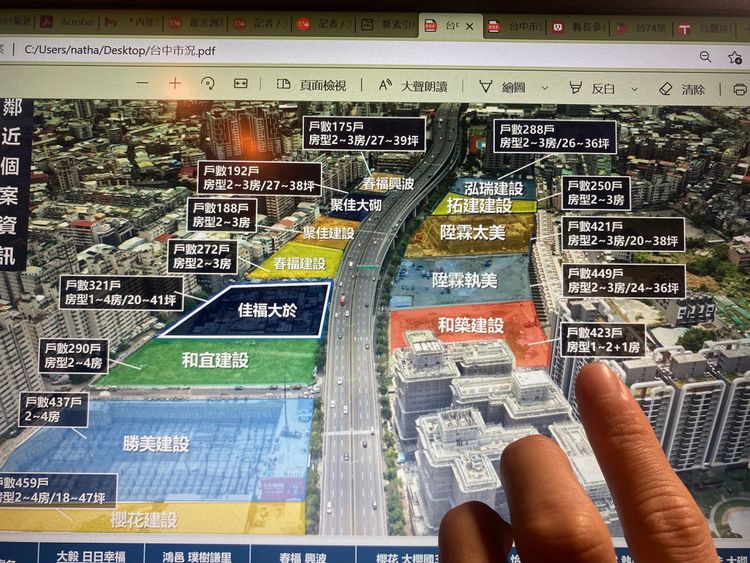 統計74太平新光兩旁高架第一排，三年將出現4000戶案量。王鈞生攝