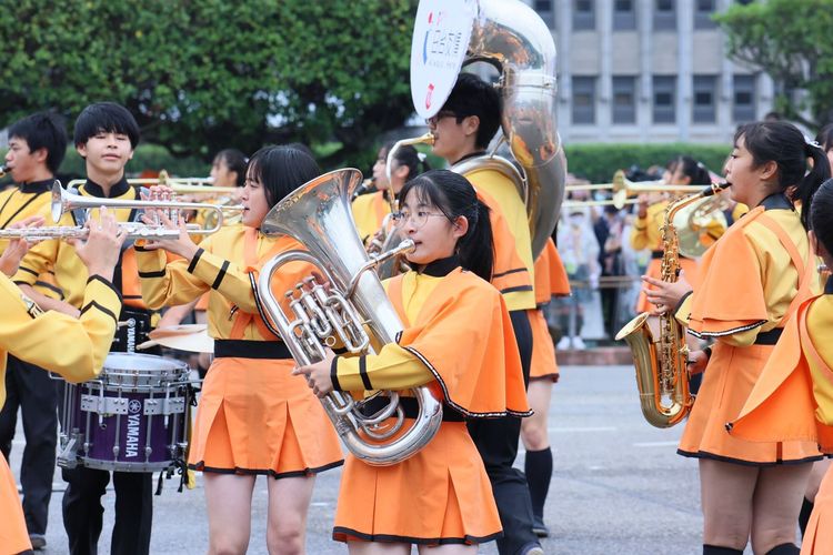 橘高校學生認真演奏。葉志明攝