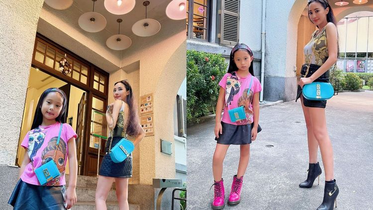 關穎與女兒C.C.組隊搭配Greca Goddess系列肩背包與鍊帶錢包，搭出母女包組合。翻攝kwanterri IG