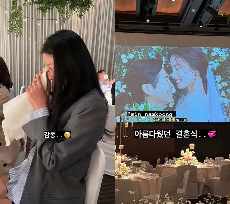 AOA成員雪炫在限動貼出拭淚照，被南宮珉與秦雅凜的婚禮感動。翻攝雪炫IG