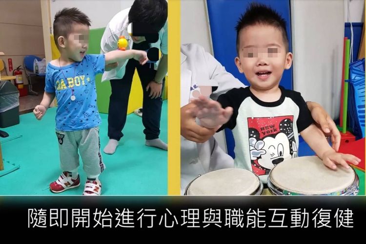 小捷開始進行復健。家屬提供